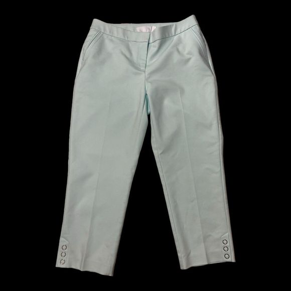 Rafaella Women's 6 Green Mint Curvy Stretch Accent Button Hem Capri Pants - Picture 1 of 7